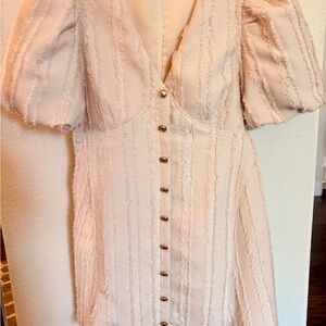 English Factory Cream Textured Long Sleeve Dress